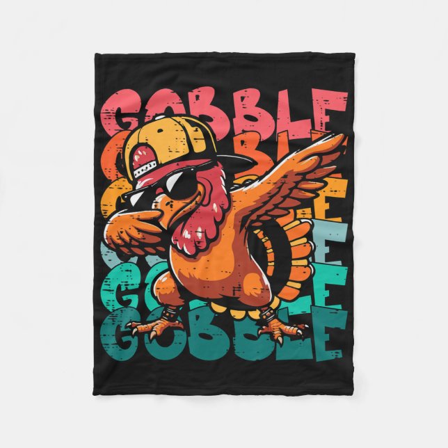 Couverture Polaire Dindon de Thanksgiving Dab gloussement drôle garço (Devant)