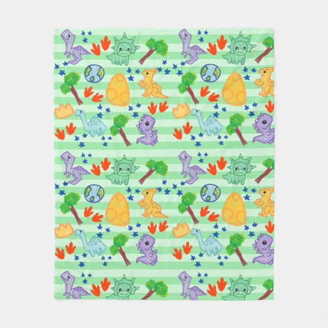 Couverture Polaire Dino Doodles Blanket - Kawaii Dinosaur (Devant)