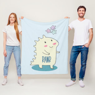 Couverture Polaire Dino Jaune mignon avec des étoiles joyeuses