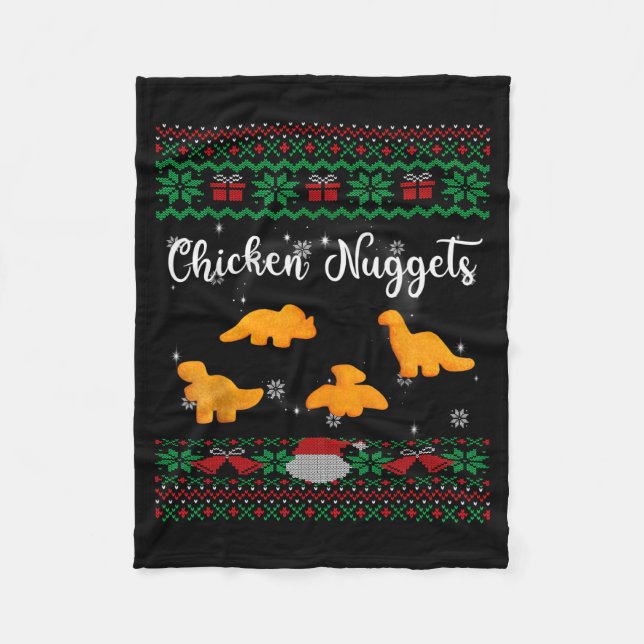 Couverture Polaire Dinos Chicken Nuggets Ugly Christmas Sweater Funny (Devant)