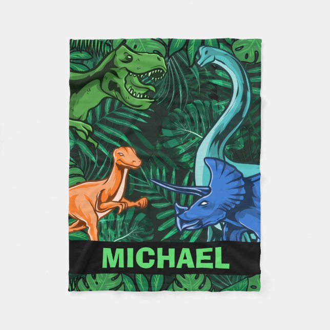 Couverture Polaire Dinosaur Enfants Dino Jurassic Trex Boy Personnali (Devant)