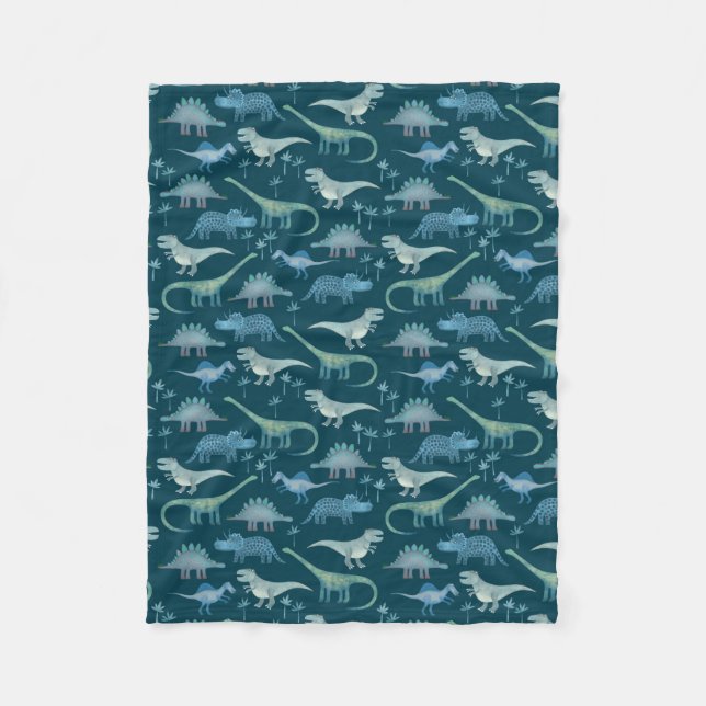 Couverture Polaire Dinosaur Motif Turquoise Vert (Devant)