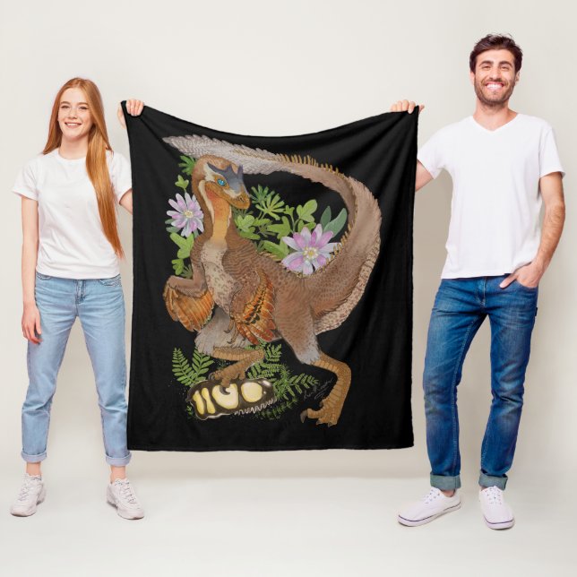 Couverture Polaire Dinosaur Raptor Jungle Art (En situation)