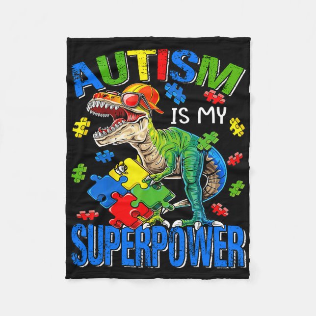 Couverture Polaire Dinosaur Rex Autisme Est Mon Adjudant Autisme Supe (Devant)