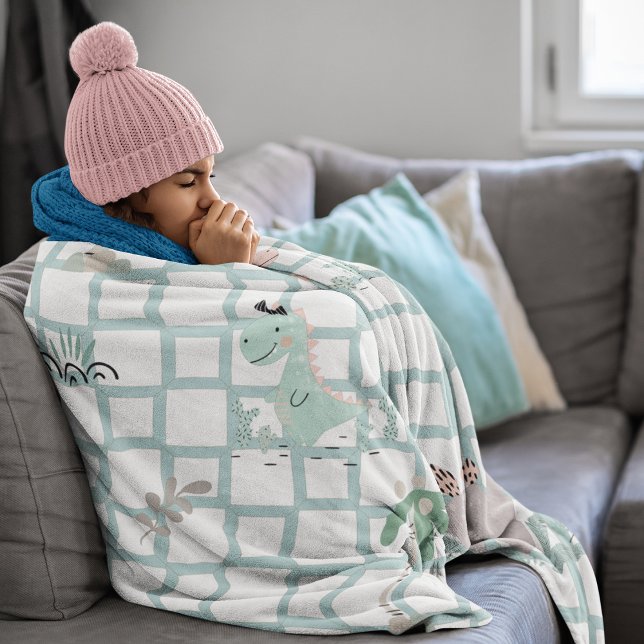 Couverture Polaire Dinosaur Simple Scandinave Enfant Design (Dinosaur Simple Scandinavian Child Design Fleece Blanket)