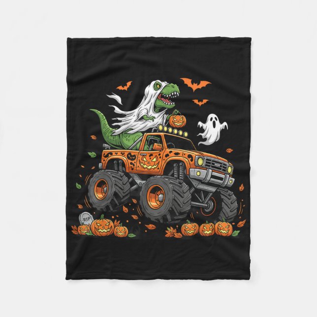 Couverture Polaire Dinosaur T-rex équitation Monster Camion Halloween (Devant)
