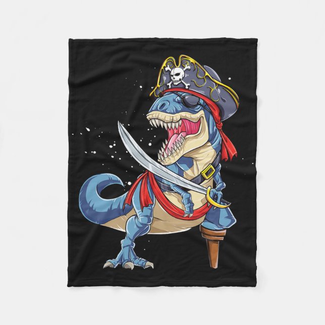 Couverture Polaire Dinosaur T Rex Jolly roger pirate Cadeaux d'Hallow (Devant)