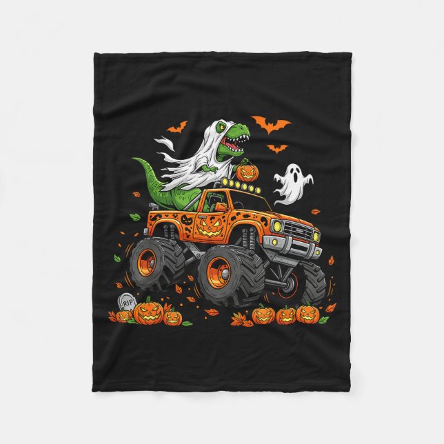 Couverture Polaire Dinosaur T-rex Riding Monster Truck Halloween Men  (Devant)