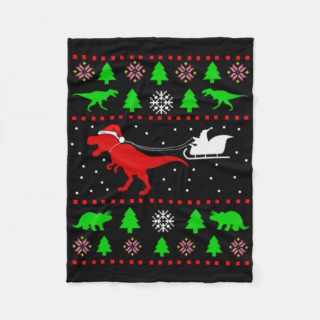 Couverture Polaire Dinosaur Ugly Christmas Sweater For Adults Kids  (Devant)