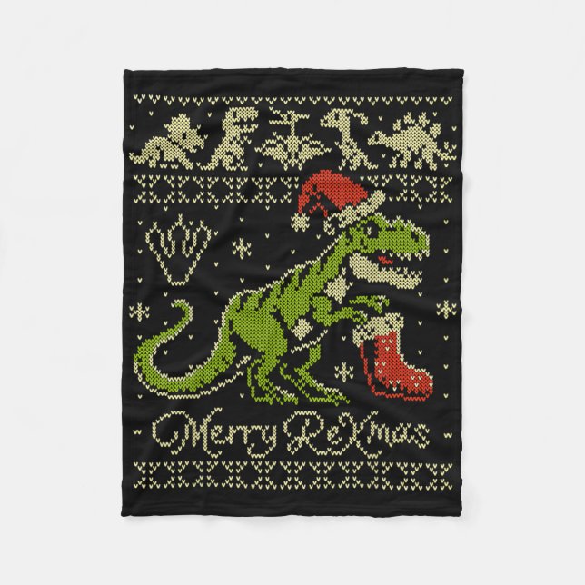 Couverture Polaire Dinosaur Ugly Christmas Sweater - Funny Christmas  (Devant)
