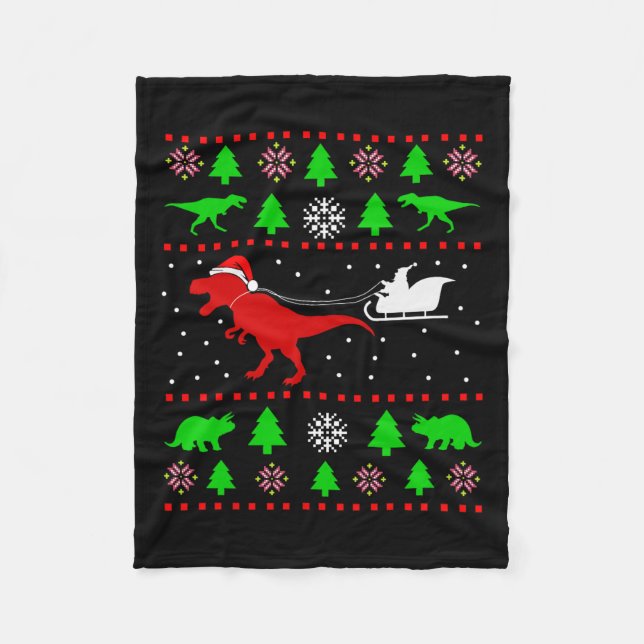 Couverture Polaire Dinosaur Vilain Noël Pour Adultes Enfants (Devant)