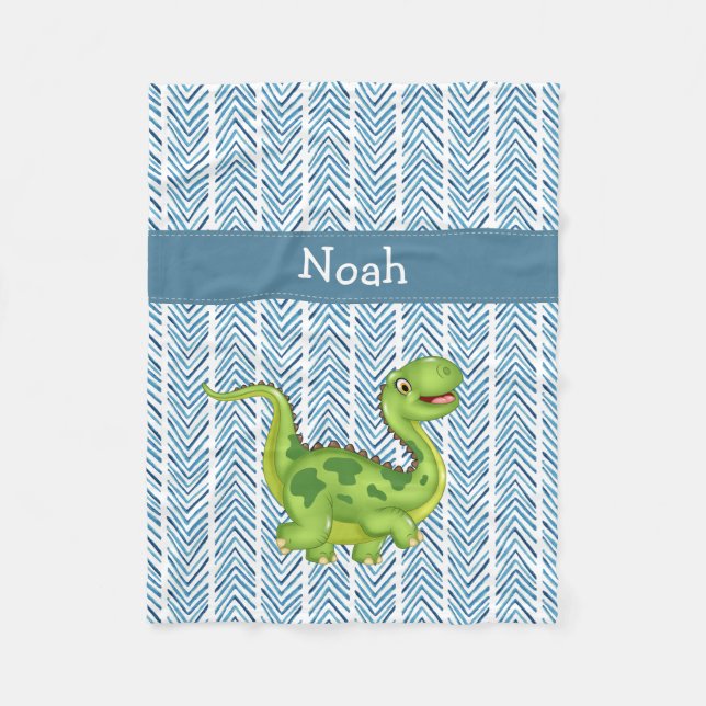 Couverture Polaire Dinosaure dansant avec le nom de l'enfant (Devant)