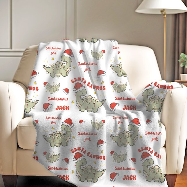 Couverture Polaire Dinosaure de Noël mignon Nom du Santasaurus (
Cute Christmas Dinosaur Santasaurus Name Fleece Blanket)