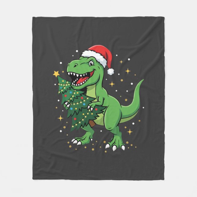 Couverture Polaire Dinosaure de Noël Santa T Rex (Devant)