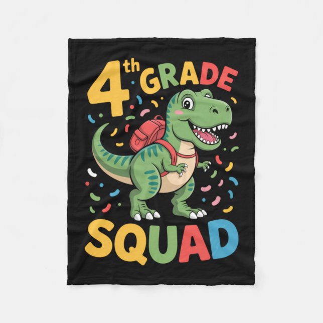 Couverture Polaire Dinosaure mignon de rentrée en 4e année (Devant)