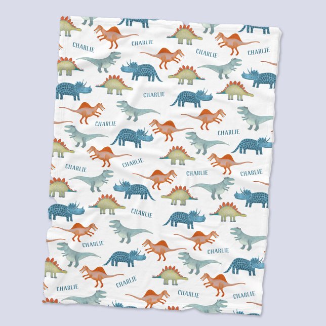 Couverture Polaire Dinosaure Nom personnalisé (Fun and unique personalized child's name dinosaur blanket for nursery or kid's room)