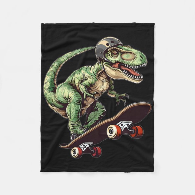 Couverture Polaire Dinosaure T Rex Drôle Sur Skateboard Skateboard En (Devant)