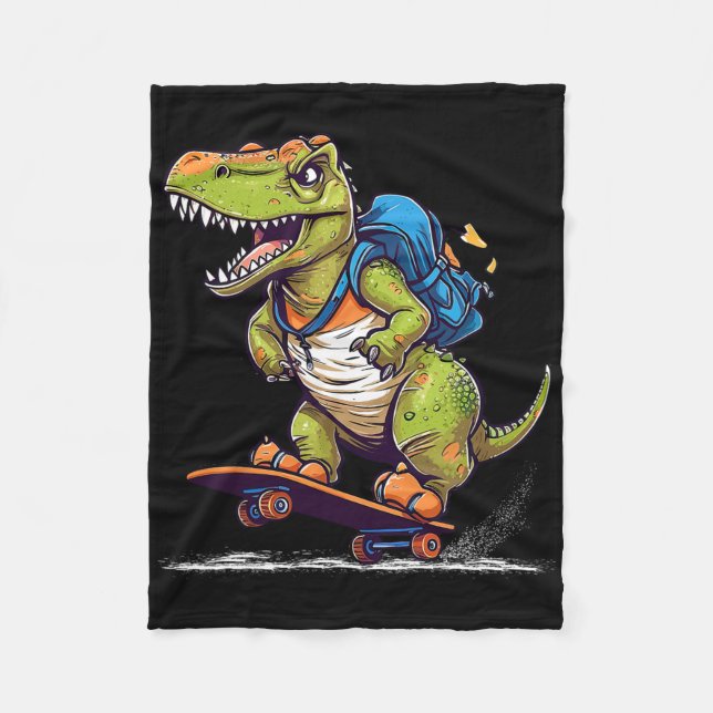 Couverture Polaire Dinosaure T Rex Skateboard Cool Dinosaure Skateur  (Devant)