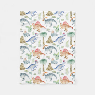Couverture Polaire Dinosaures aquarelle pour enfants