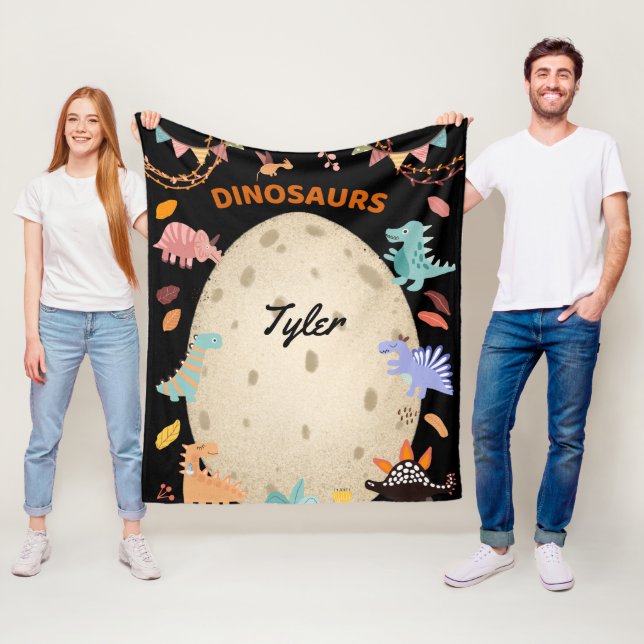 Couverture Polaire Dinosaures d'aquarelle adorable avec gros Oeuf Din (En situation)