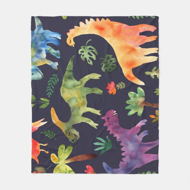 Couverture Polaire Dinosaures floraux : Aquarelle (Devant)