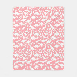Couverture Polaire Dinosaures motif 01 w. BG rose