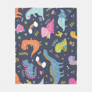 Couverture Polaire Dinosaures pour enfants : Motif Vintage coloré