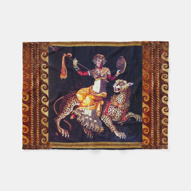 Couverture Polaire DIONYSOS AVEC LA SPEAR ÉQUITATION LEOPARD Grecque  (Devant (Horizontal))