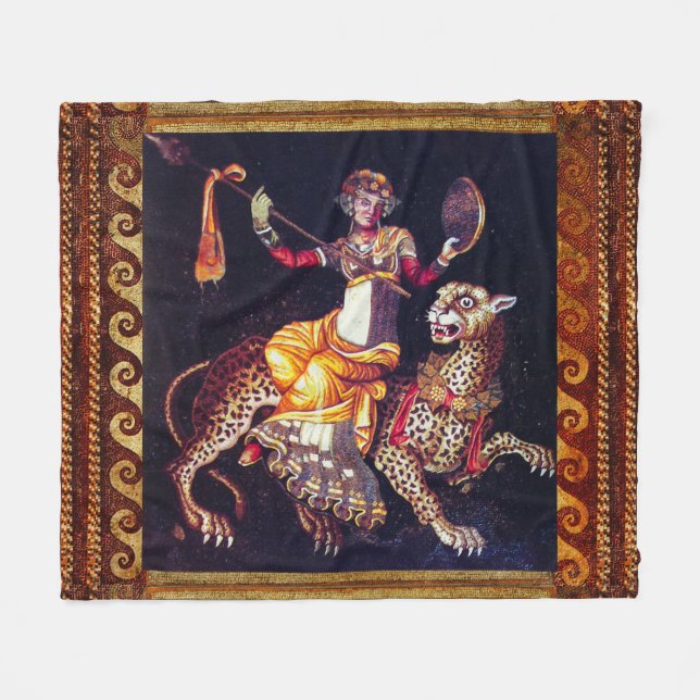 Couverture Polaire DIONYSOS AVEC LA SPEAR ÉQUITATION LEOPARD Grecque  (Devant (Horizontal))
