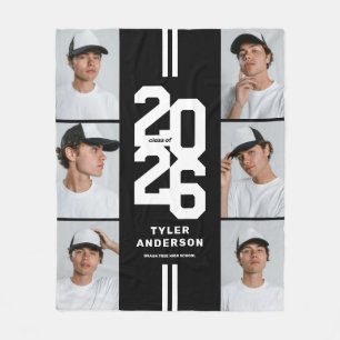 Couverture Polaire Diplôme d'athlétisme noir Photo Collage Graduation