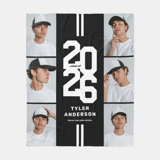 Couverture Polaire Diplôme d'athlétisme noir Photo Collage Graduation (Devant)