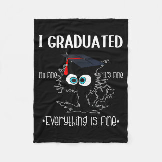 Couverture Polaire Diplômé drôle chat noir graduation diplômé classe