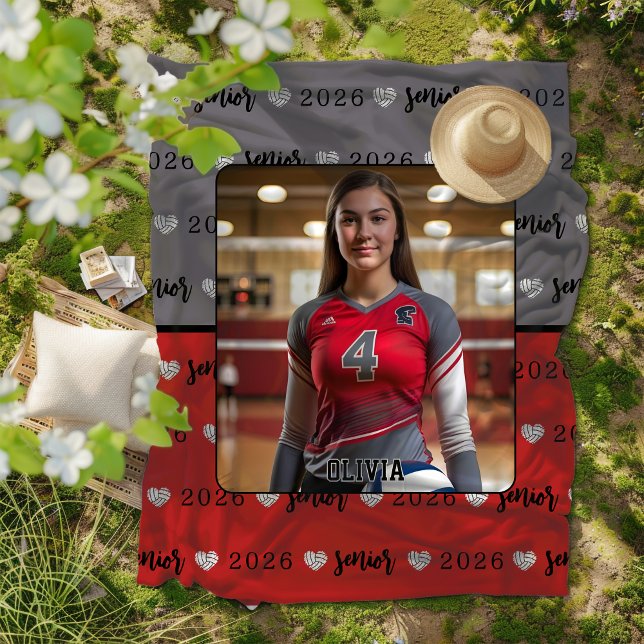 Couverture Polaire Diplôme supérieur de volleyball photo personnalisé (Créateur téléchargé)