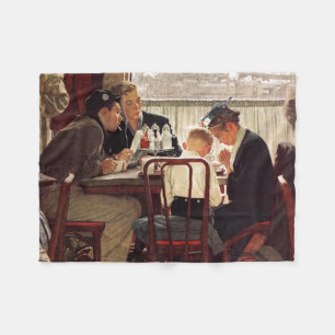 Couverture Polaire Dire la grâce par Norman Rockwell