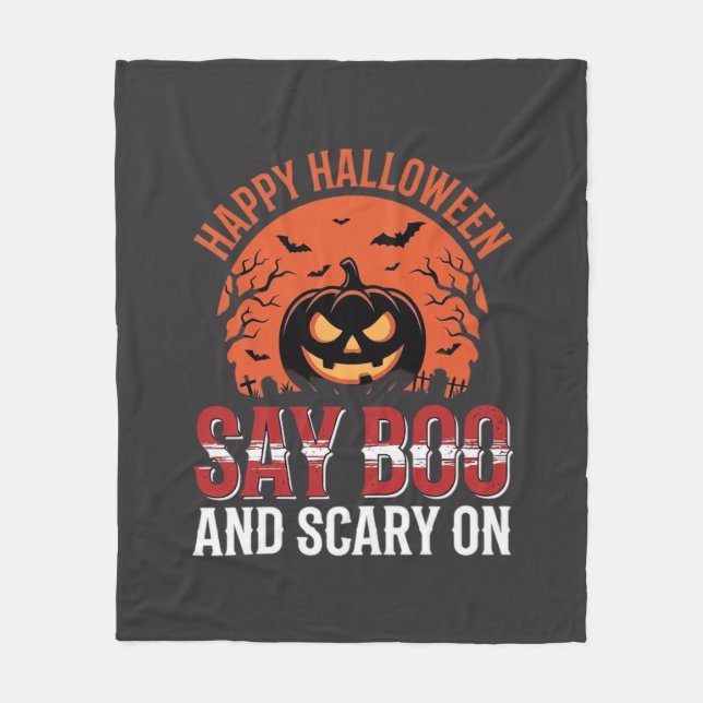 Couverture Polaire Disons Boo Citrouille de Halloween Design_1 (Devant)