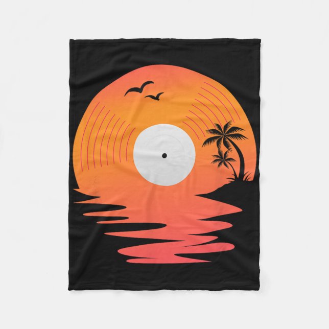 Couverture Polaire Disque Vinyle Rétro Disque Mer Plage Design Platin (Devant)