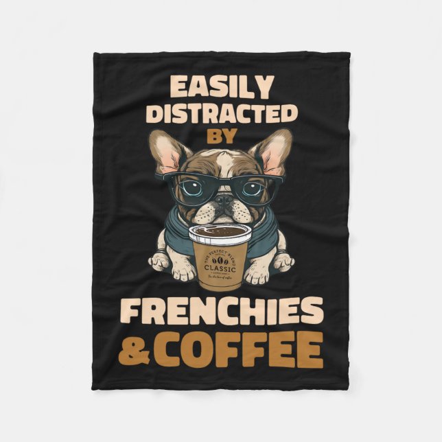 Couverture Polaire Distrait Par Chiens Français Bulldog Frenchie Coff (Devant)