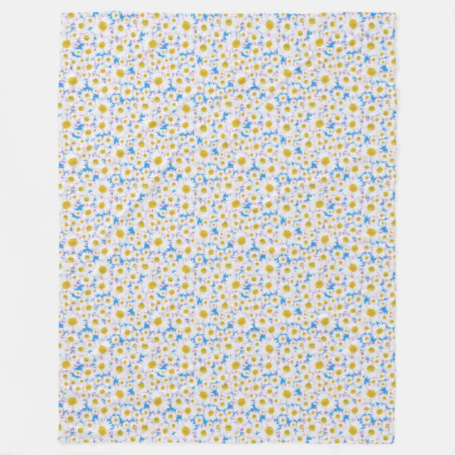 Couverture Polaire Ditzy Daisy Daisy sur Blue Custom Fleece Blanket (Devant)