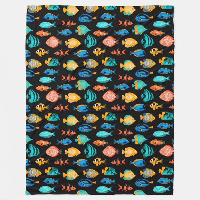 Couverture Polaire Divers poissons tropicaux colorés motif (Devant)