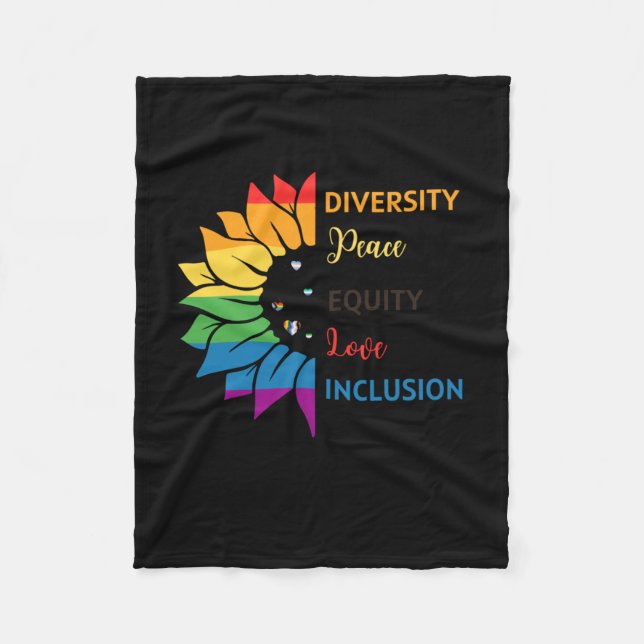 Couverture Polaire Diversité Paix Équité Amour Inclusion - Rainbow Su (Devant)