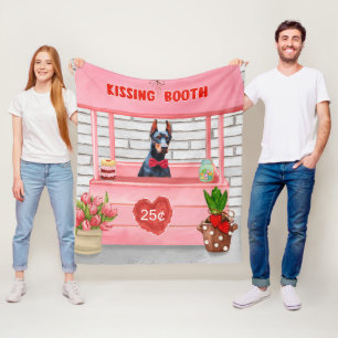 Couverture Polaire Doberman Chien Valentine's Day Kissing Booth