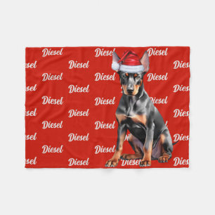 Couverture Polaire Doberman Pinscher Père Noël Chien Nom Personnalisé
