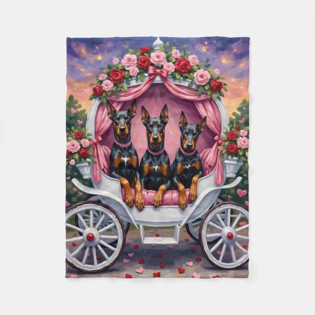 Couverture Polaire Doberman Saint-Valentin  (Devant)