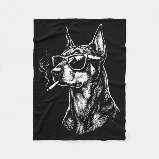 Couverture Polaire Doberman Smoking Cigarette (Devant)