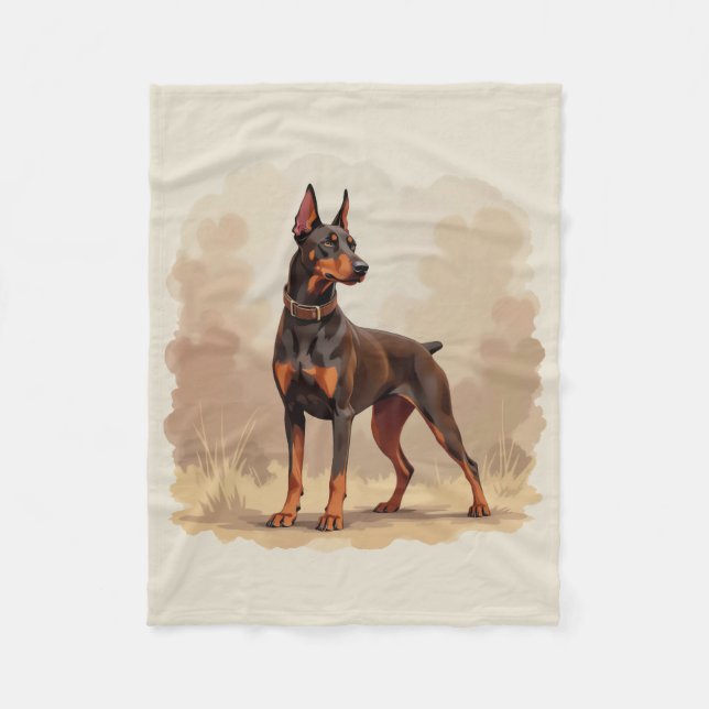 Couverture Polaire Dobermann Pinscher Chien Marron Rouille Rouge (Devant)
