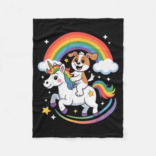 Couverture Polaire Dog And Unicorn Space Galaxy Rainbow Dogs  (Devant)