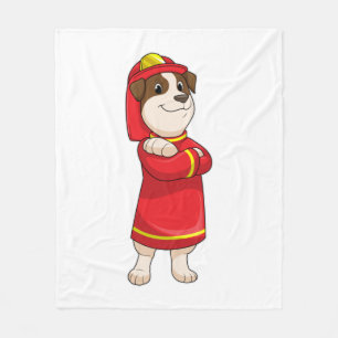 Couverture Polaire Dog as Firefighter with Helmet