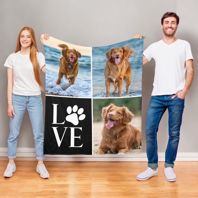 Couverture Polaire Dog Lover Heart Love Photo Collage Pet (Créateur téléchargé)