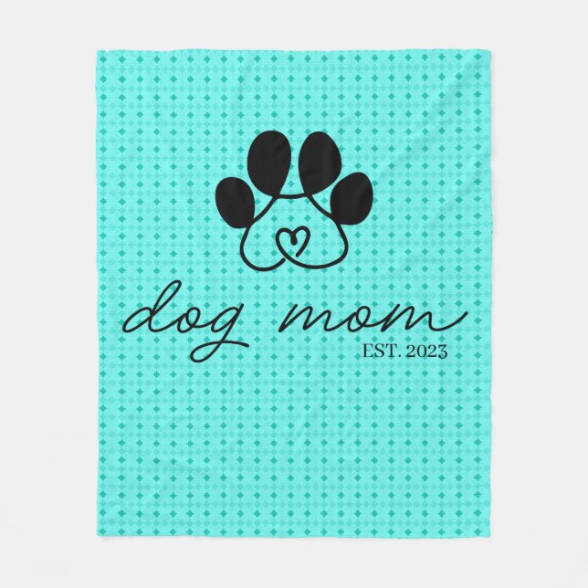 Couverture Polaire  dog mom customizable mint green (Devant)