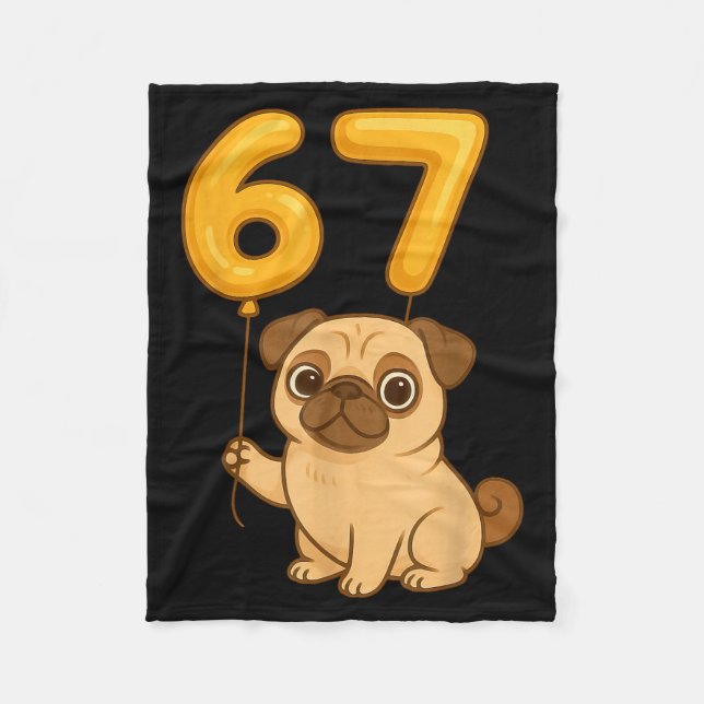 Couverture Polaire Dog Pug 67 Meme Six Seven Balloon Funny Gen Alpha  (Devant)